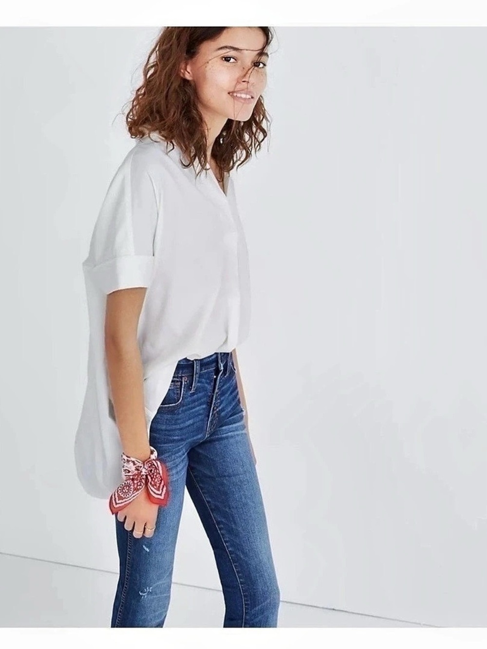 Madewell Courier Button-Back Shirt in Pure White Medium